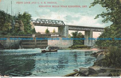R677617 Ont. Kingston Mills near Kingston. First Lock and G. T. R. Bridge. 1908