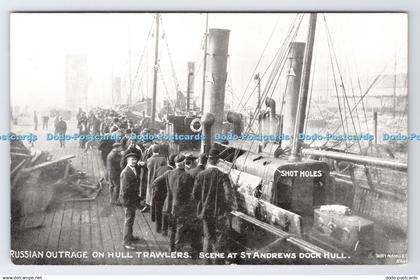R778560 Russian Outrage on Hull Trawlers Scene at St Andrews Dock Hull Scott Rus