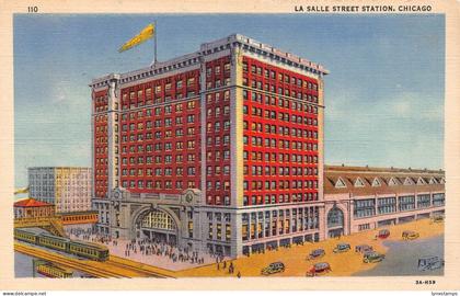 US Chicago Salle Street Station Train Station vintage postcard
