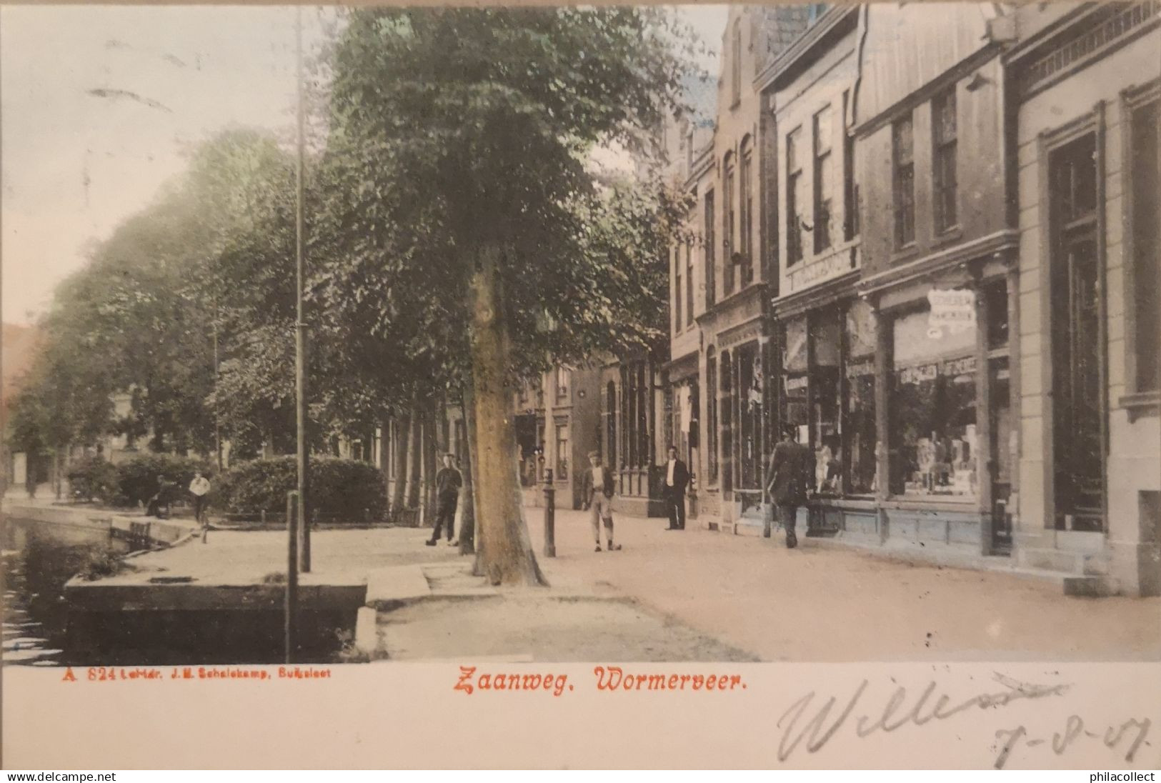 Wormerveer // Zaanweg (Winkels - kleur) 1907 Schalenkamp