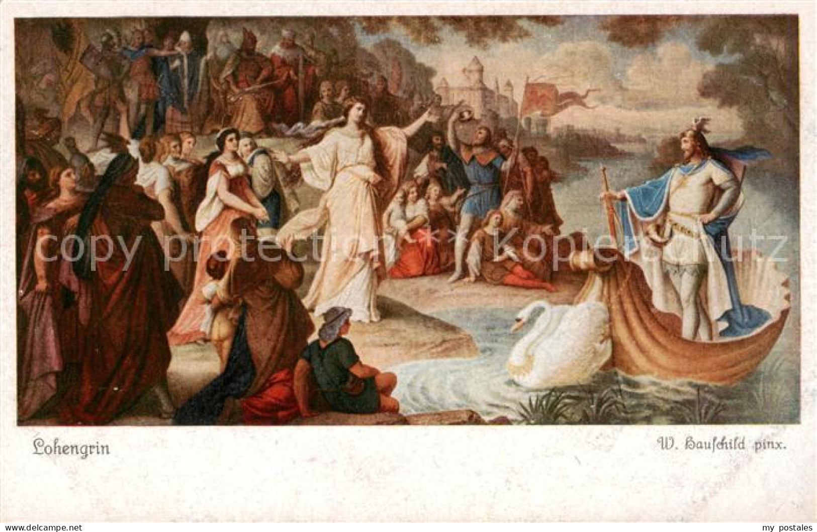 Worms Rhein Lohengrins Ankunft in Worms Gemaelde