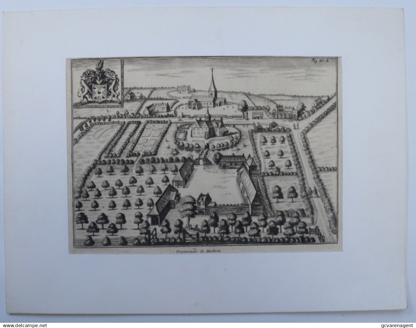 WORTEGEM PETEGEM - OUDE KAART 1732 PRAETORIUM DE MULLEM ( ANTONIUS SANDERUS 1732)  25,5 X 18,5 CM