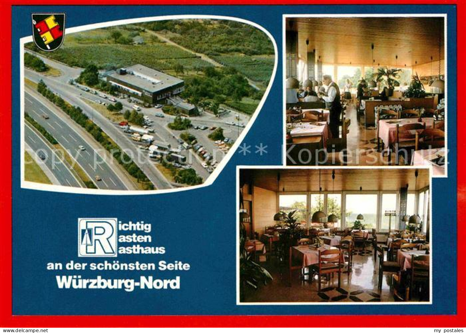 WueRZBURG Bayern Fliegeraufnahme Autobahn Rasthaus Wuerzburg Nord Gastraum