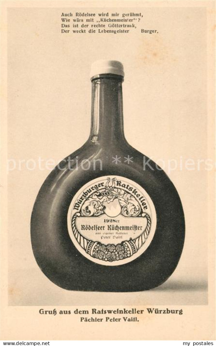 WueRZBURG Bayern Ratskeller Wuerzburg Weinflasche Roedeler Kuechenmeister
