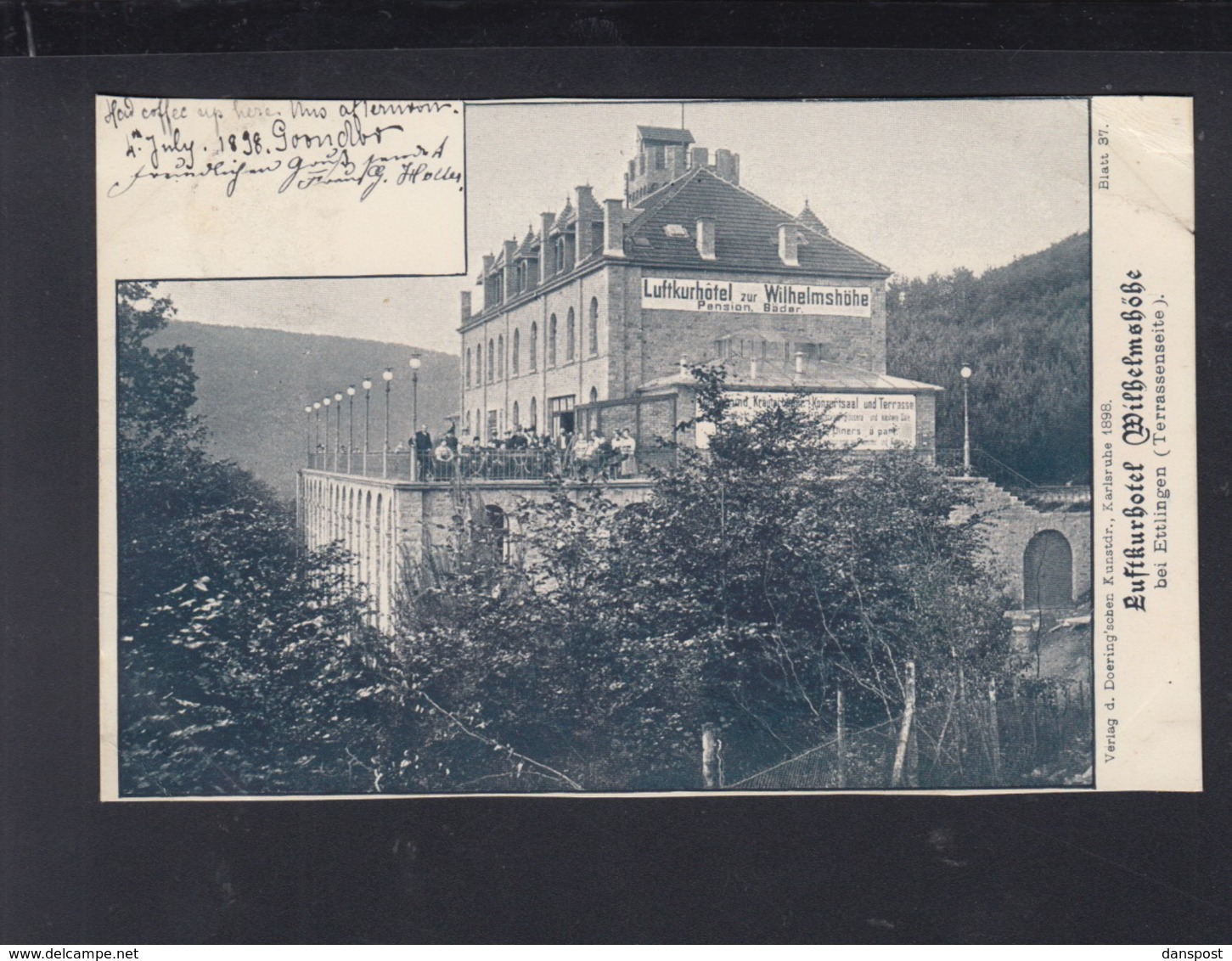 Württemberg AK Ettlingen Hotel Wilhelmshöhe1898
