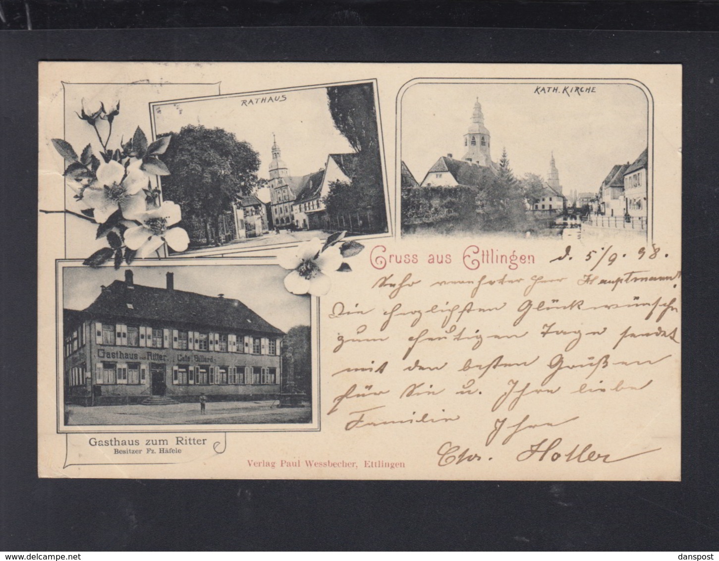 Württemberg AK Gruß aus Ettlingen Gasthaus zum Ritter 1898