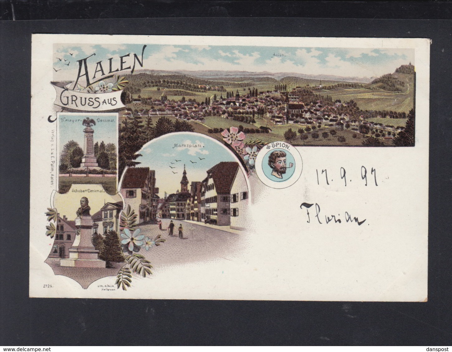 Württemberg Litho-AK Gruß aus Aalen Marktplatz 1897