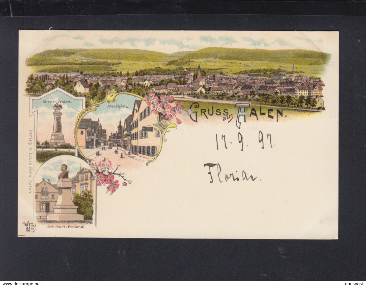 Württemberg Litho-AK Gruß aus Aalen Marktplatz 1897 (2)