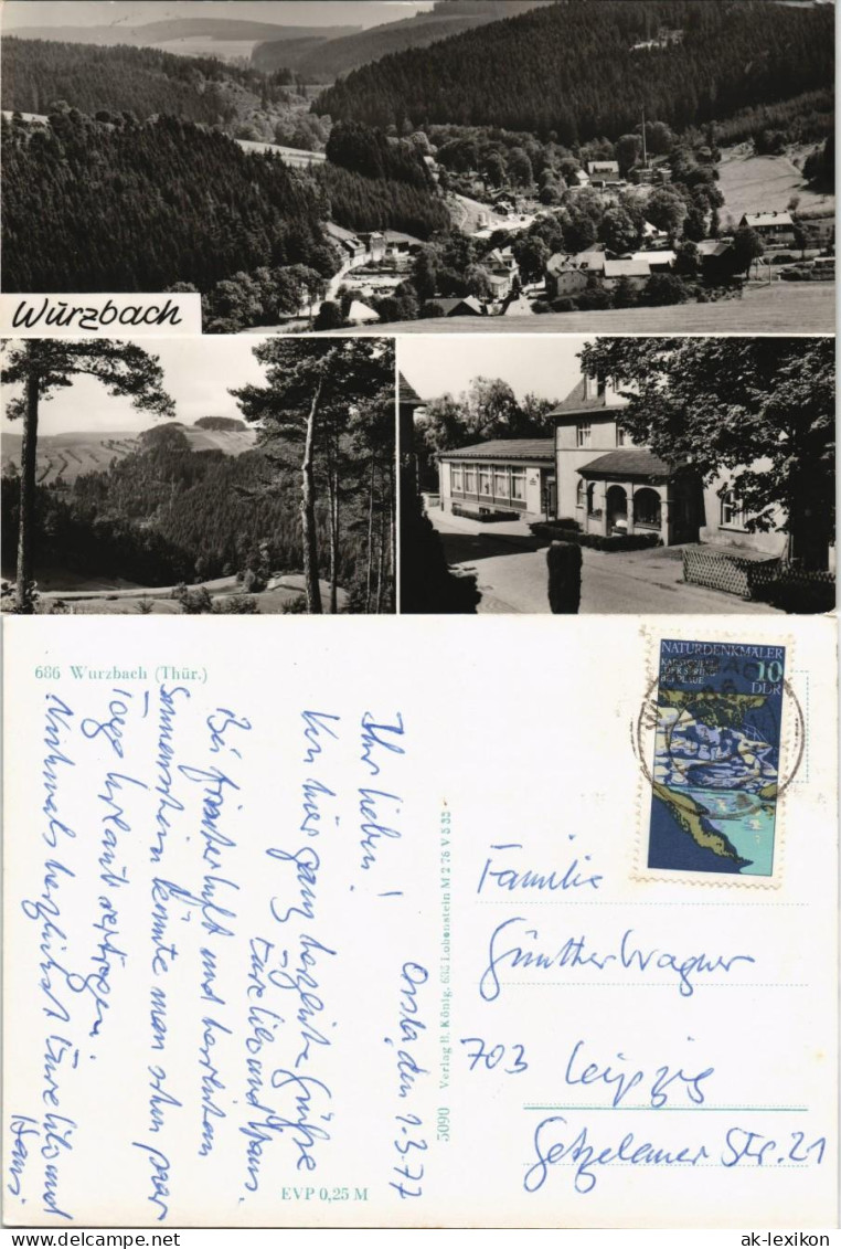 Wurzbach Mehrbildkarte mit Ortsnansichten Panorama-Ansichten 1977