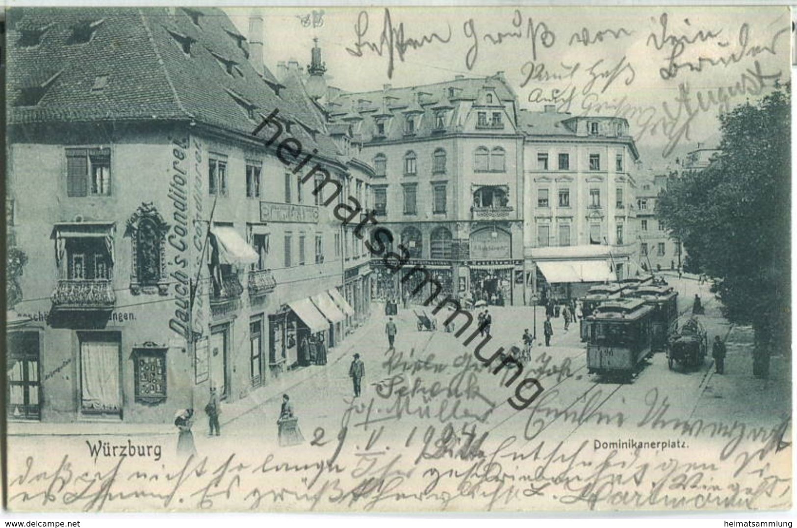 Würzburg - Dominikanerplatz - Strassenbahn - Dauch's Conditorei