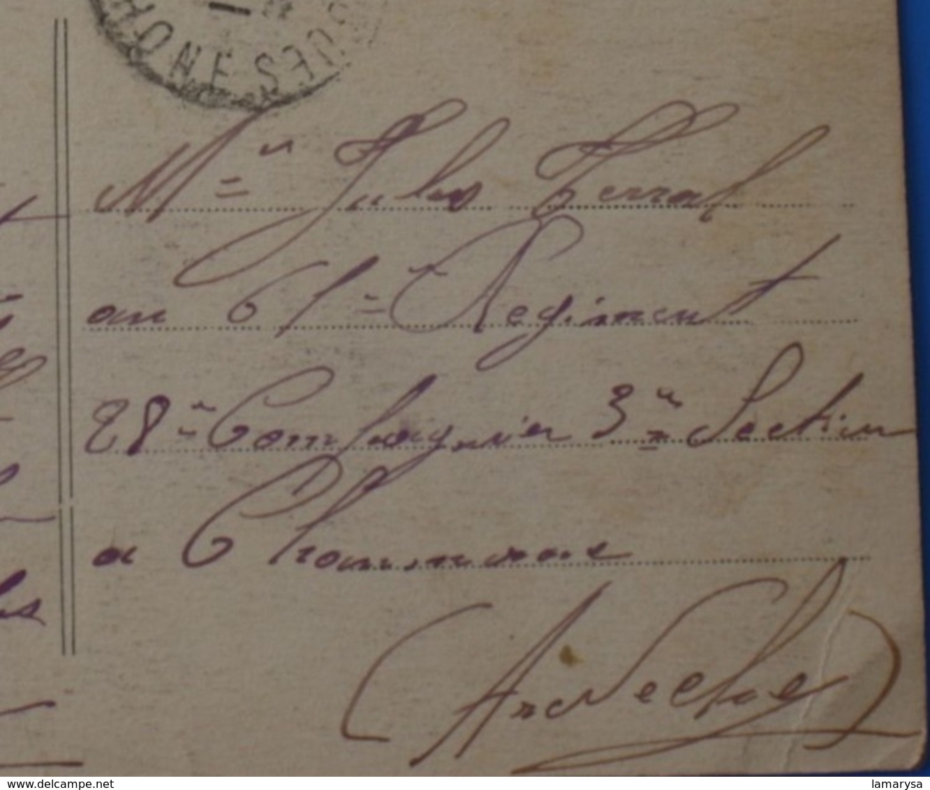 WW1-1916  La CORNICHE MARSEILLE CPA-Carte Postale [13] Bouches-du-Rhône-pour 61é régiment-68é CIE-3é secteur-ch Ardèche