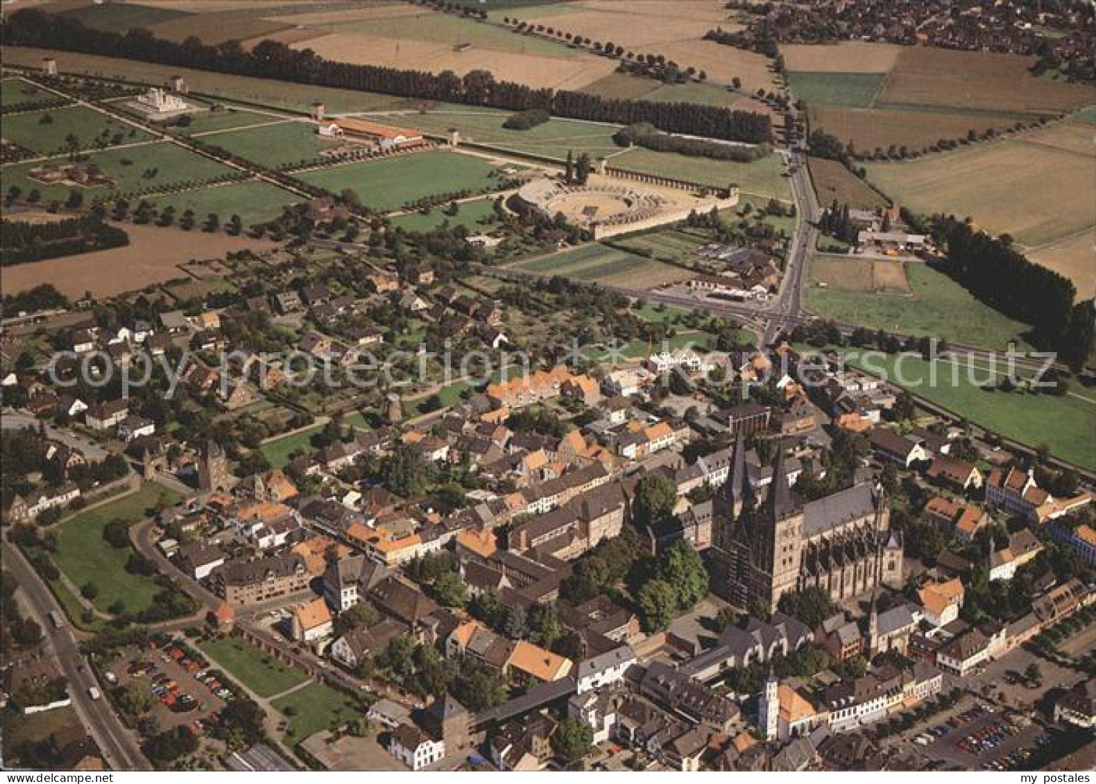 Xanten Fliegeraufnahme Stiftsfreiheit Dom