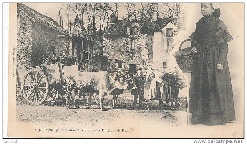 YM 345 /C P A REDON   (35)  DEPART POUR LE MARCHE FERME DES ENVIRONS DE REDON