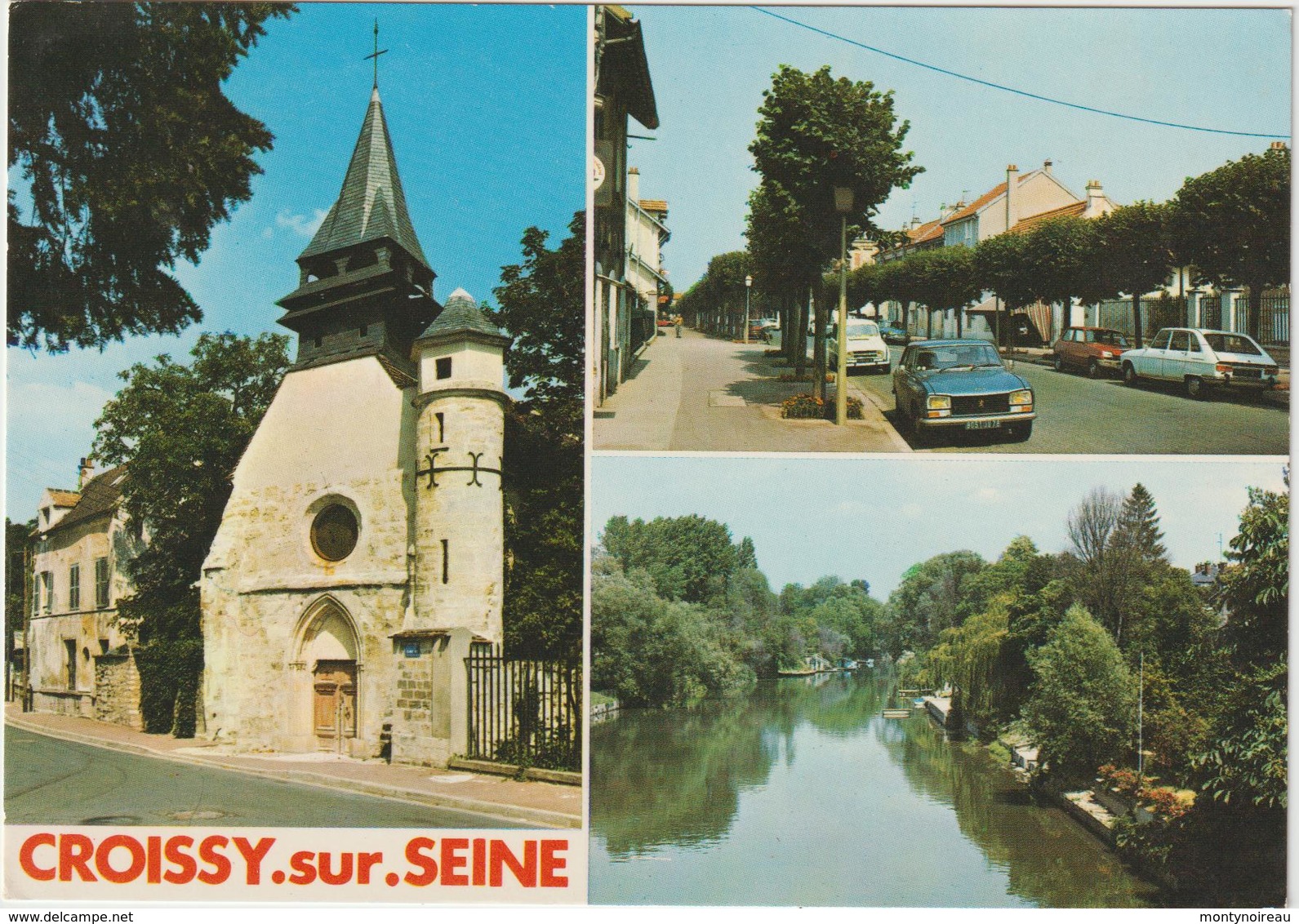 Yvelines :  CROISSY  sur  SEINE : vues  (   le  prieuré , bords de  seine , voiture  peugeot , renault  )