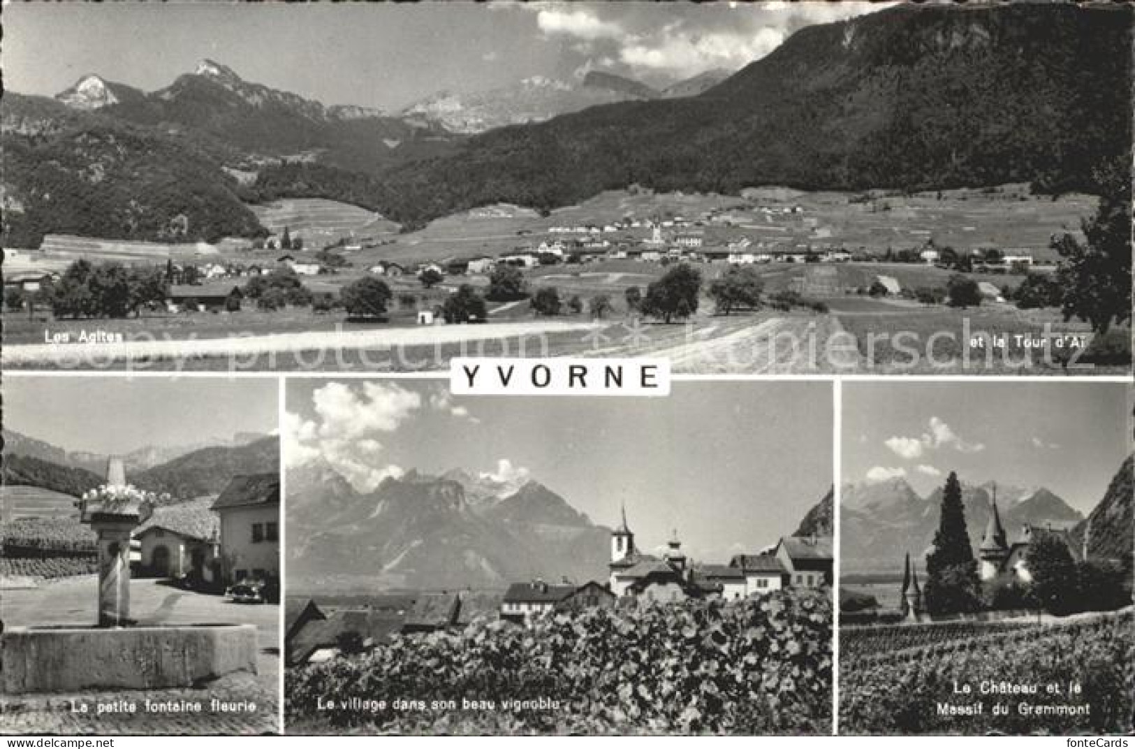 Yvorne Tour Ai Chateau et le Massif Grammont Brunnen