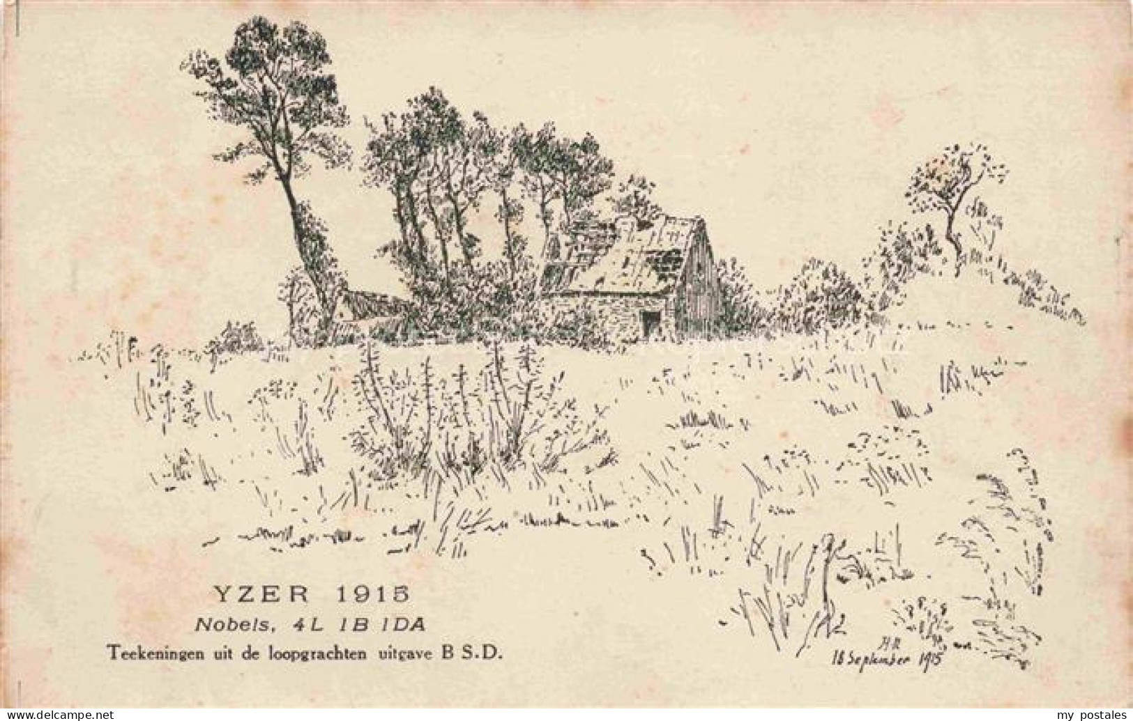 Yzer Dal Vallee de l Yser Hainaut Belgie Teekeningen uit de loopgrachten uitgave