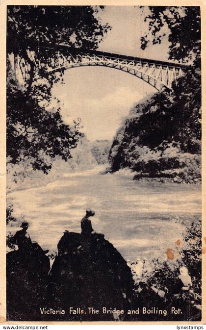 L477 Zambia Northern Rhodesia Victoria Falls Bridge 1941 vintage postcard