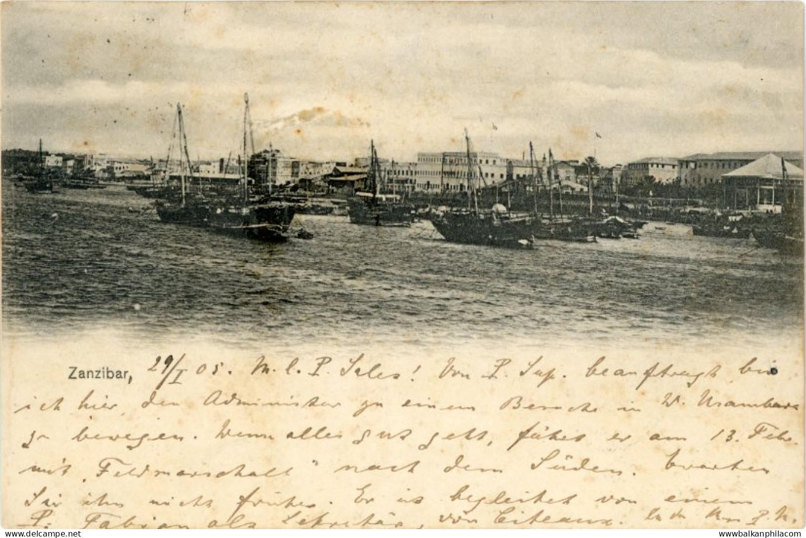 Zanzibar postcard 1905 to Natal