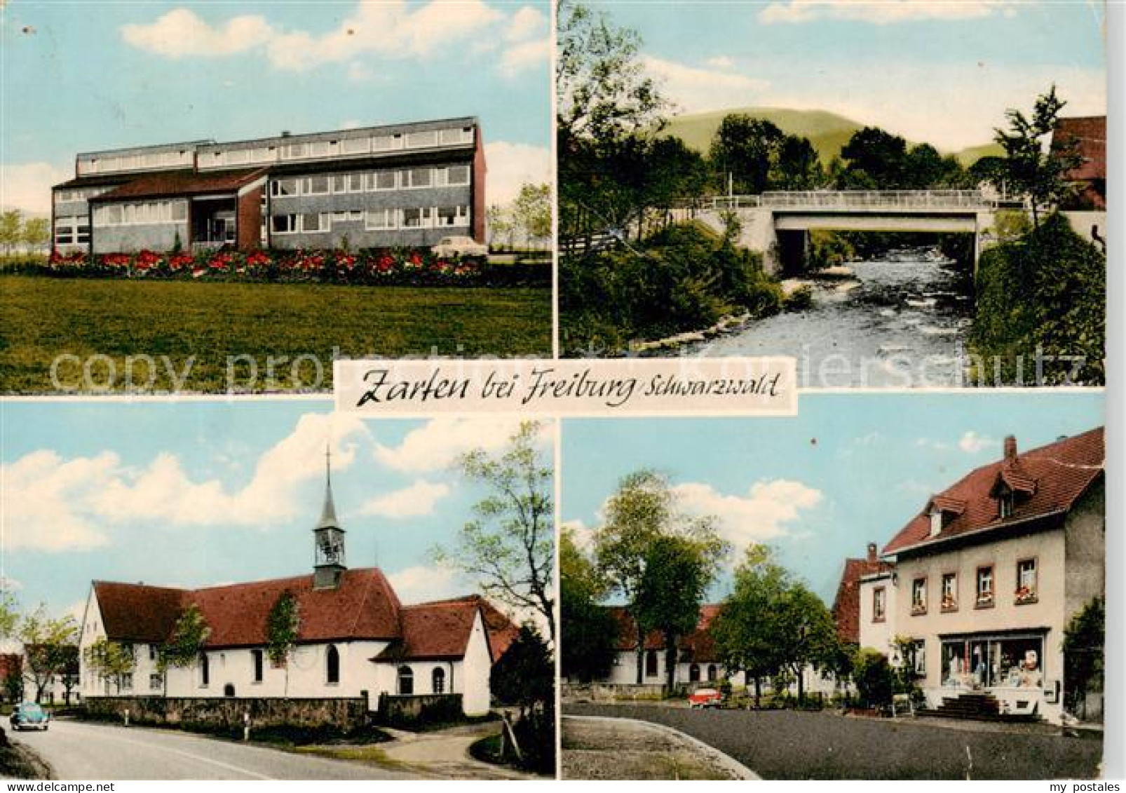 Zarten Kirchzarten Schule Ortsansichten Ladengeschaeft Dreisam