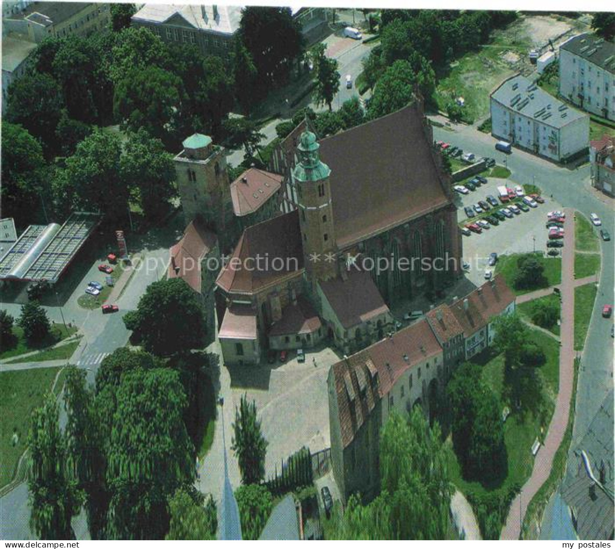 Zary Sorau Lebus PL Glockenturm Pfarrkirche und Waechterturm Fliegeraufnahme