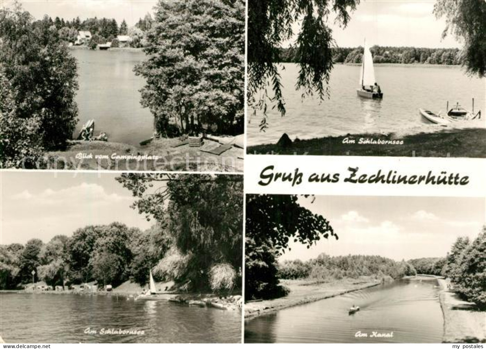 Zechlinerhuette Schlabornsee Blick vom Campingplatz Segeln Kanal