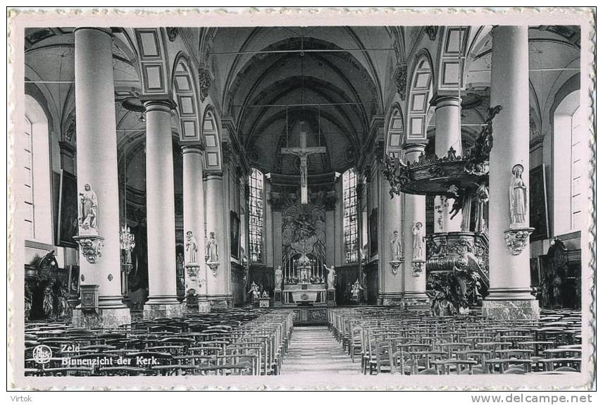 Zele :  Binnenzicht der kerk  ( geschreven met zegel )