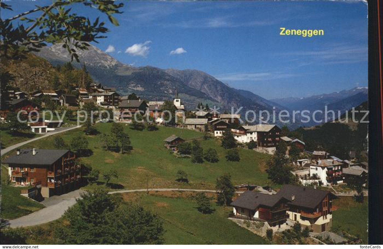 Zeneggen Ortsansicht mit Alpenpanorama