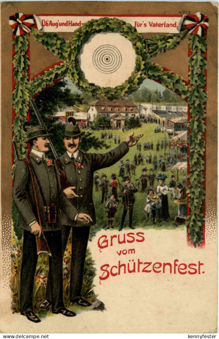 Zerbst - Gruss vom Schützenfest - Litho