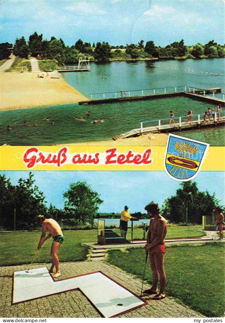 Zetel Friesland Niedersachsen Badesee Minigolfplatz Badende Steg Rasen