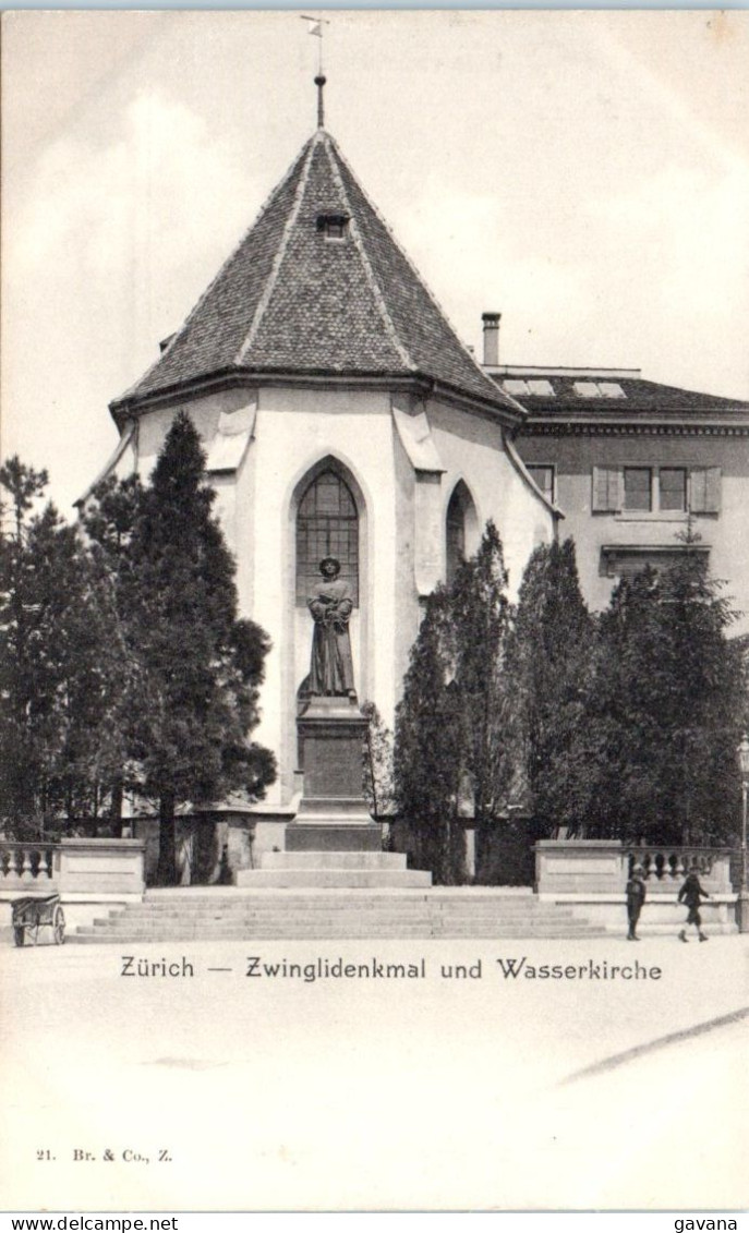 ZH ZURICH - Zwinglidenkmal und Wasserkirche