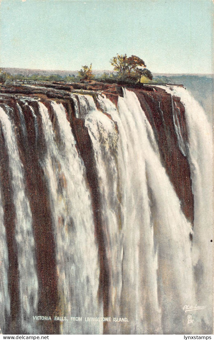 Zimbabwe Victoria Falls from Livingstone Island vintage postcard
