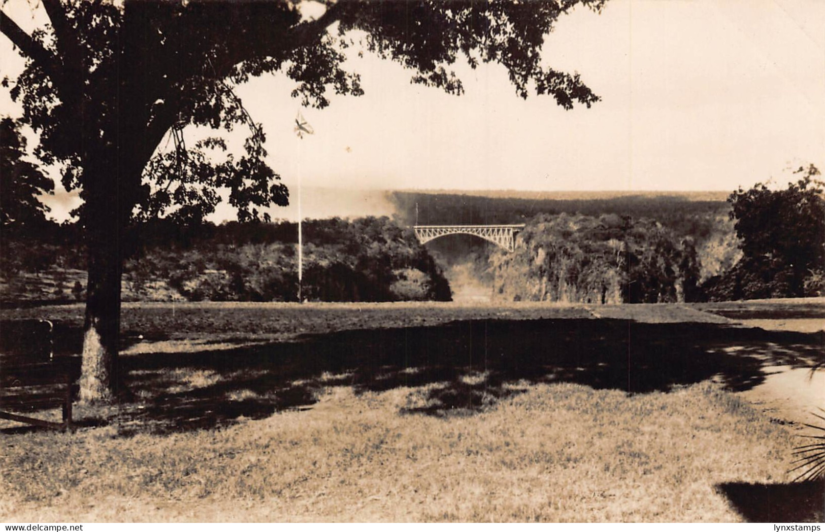 Zimbabwe View from Hotel verandah Victoria Falls Bridge vintage postcard