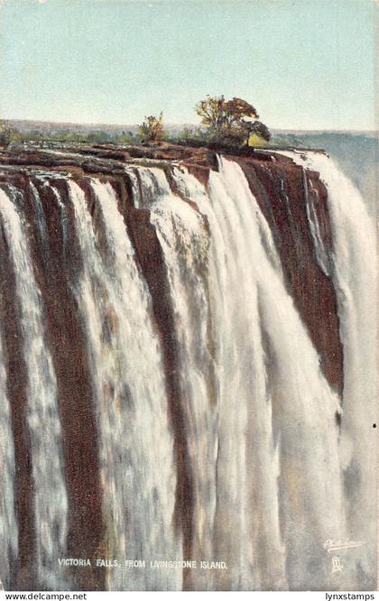 Zimbabwe Victoria Falls from Livingstone Island vintage postcard