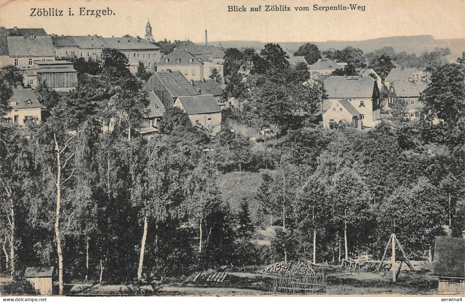 Zöblitz i. Erzgeb. Blick auf Zöblitz vom Serpetinen-Weg Postkarte AK