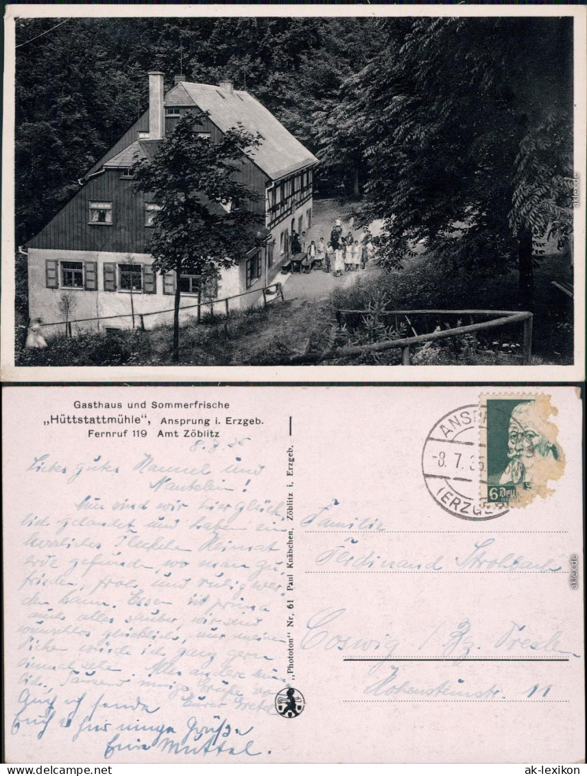 Zöblitz Partie an der Hüttstattmühle Ansichtskarte Erzgebirge 1935