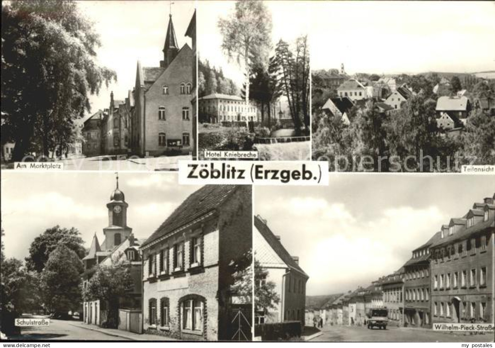Zoeblitz Sachsen Markplatz Schulstrasse u.Hotel Kniebreche