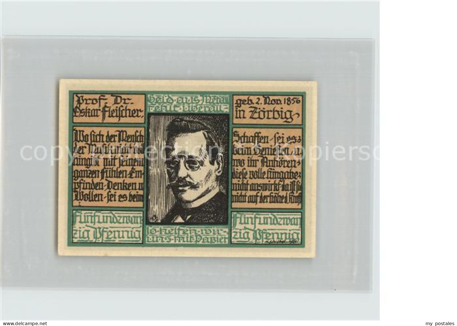Zoerbig 25 Pfennig Gutschein Portrait Prof. Dr. Oskar Fleischer