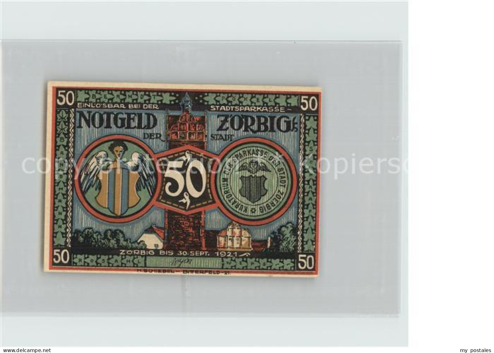 Zoerbig 50 Pfennig Gutschein Scherenschnitt