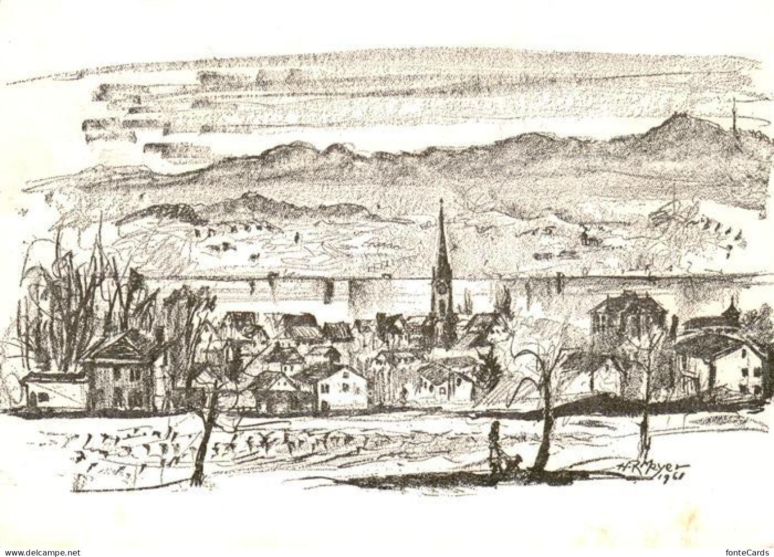 Zollikon ZH Dorffest Zollikon 1965 Zeichnung