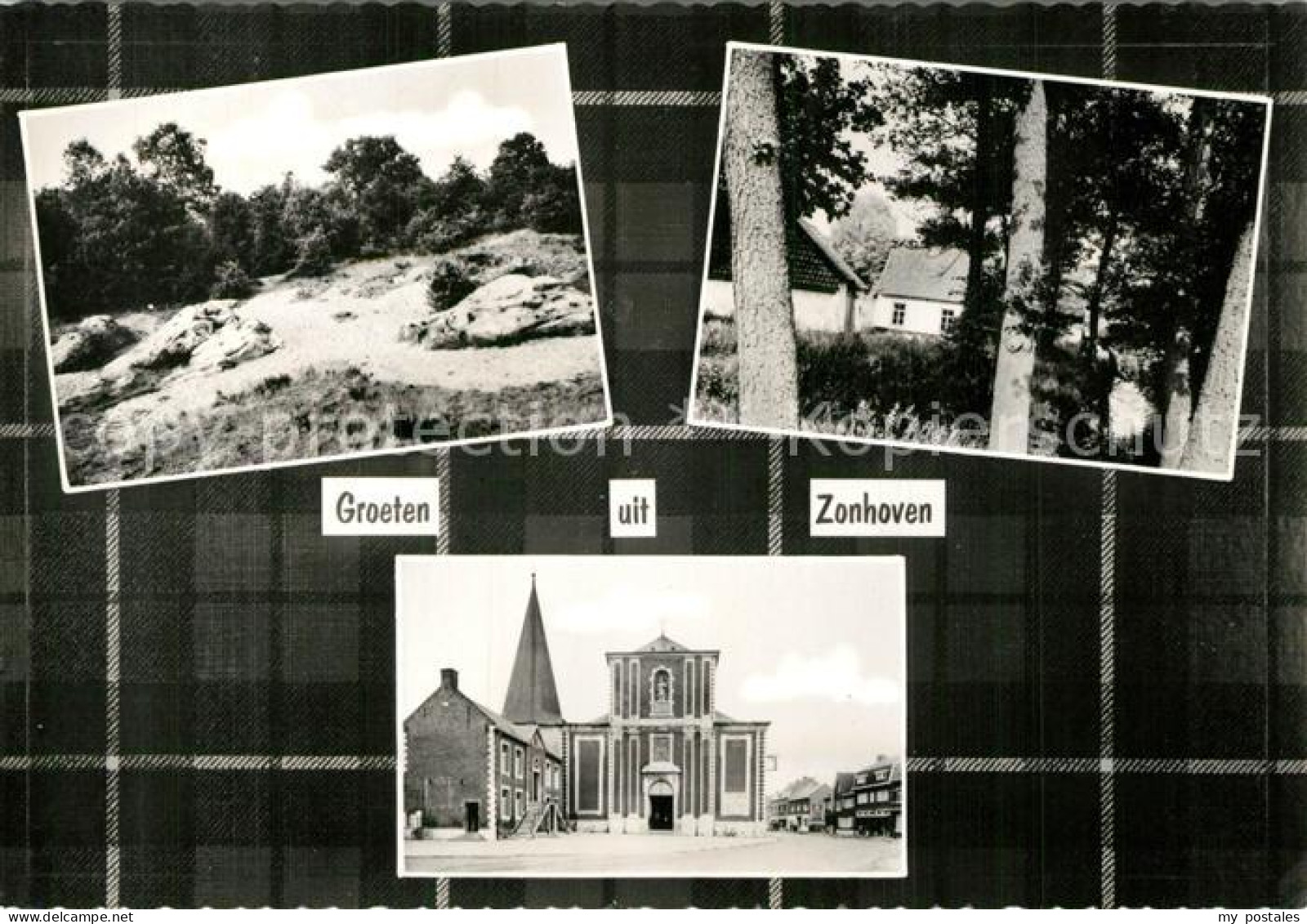 Zonhoven Kirche Landschaftspanorama Haeuser am Waldrand