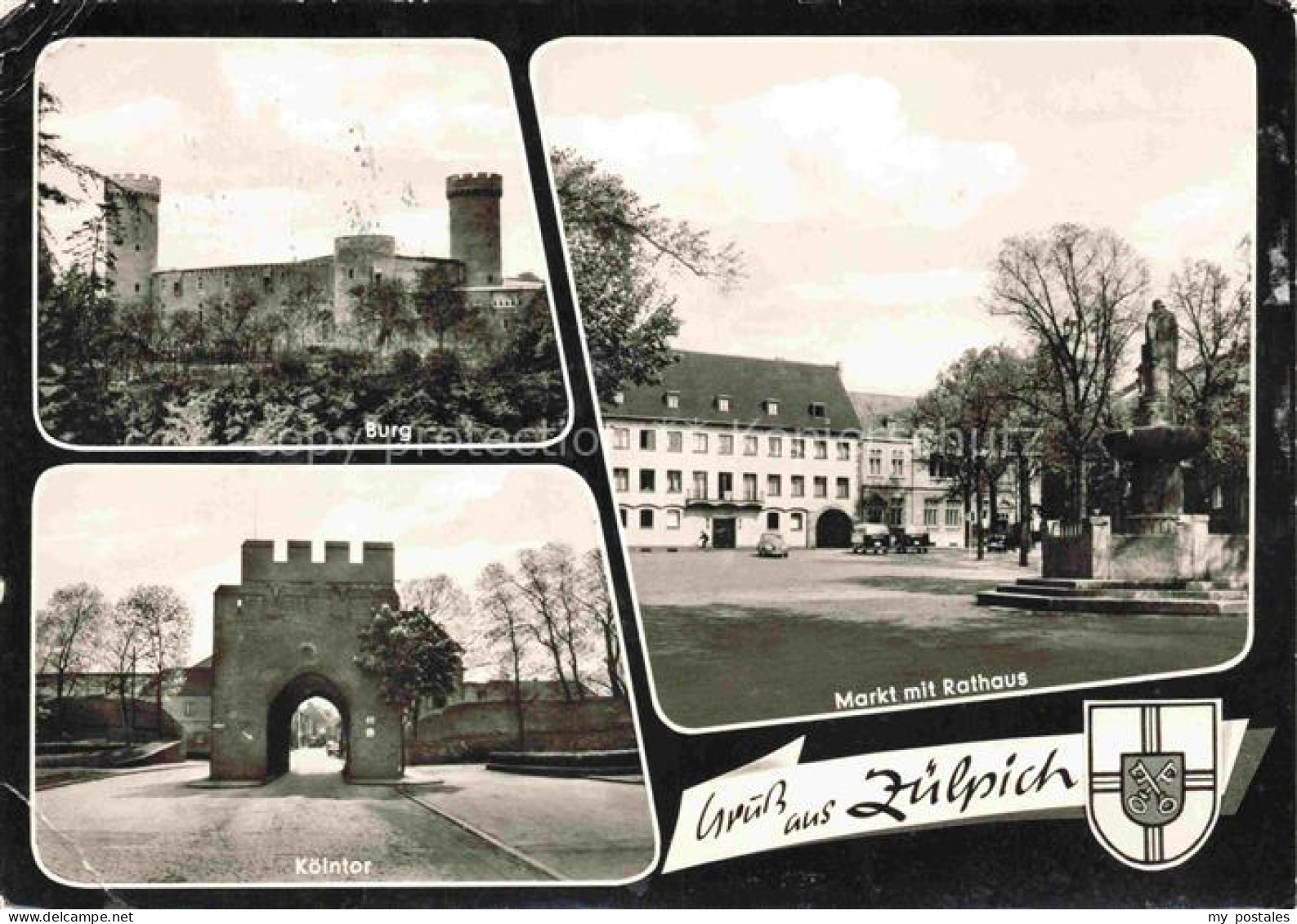 Zuelpich Euskirchen NRW Burg Markt-mit-Rathaus Koelntor Stadttor Marktplatz Denk
