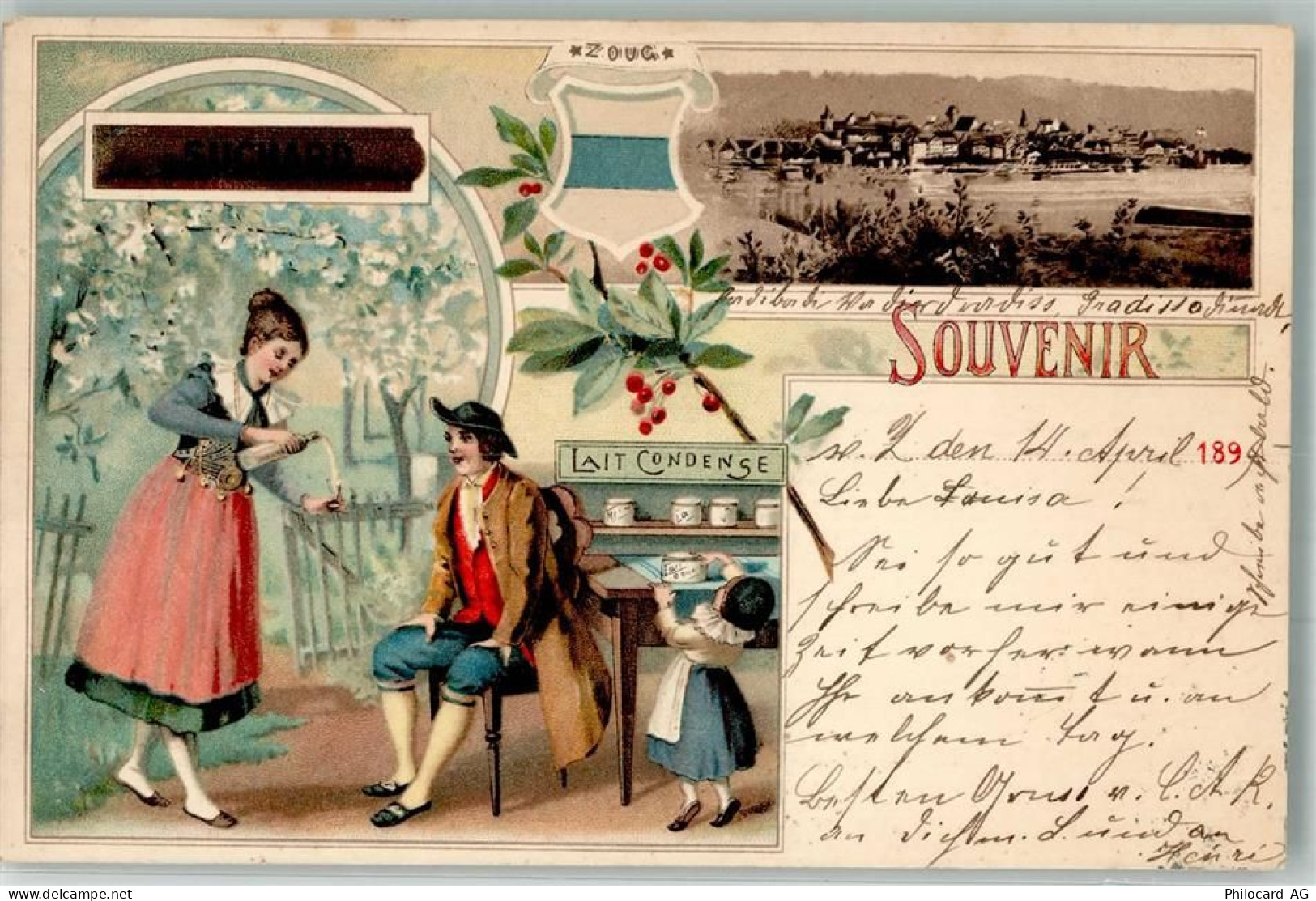 Zug Zugo Zoug Trachten Lait Condense Suchard Schokolade 1899 Lithographi... - 13572544
