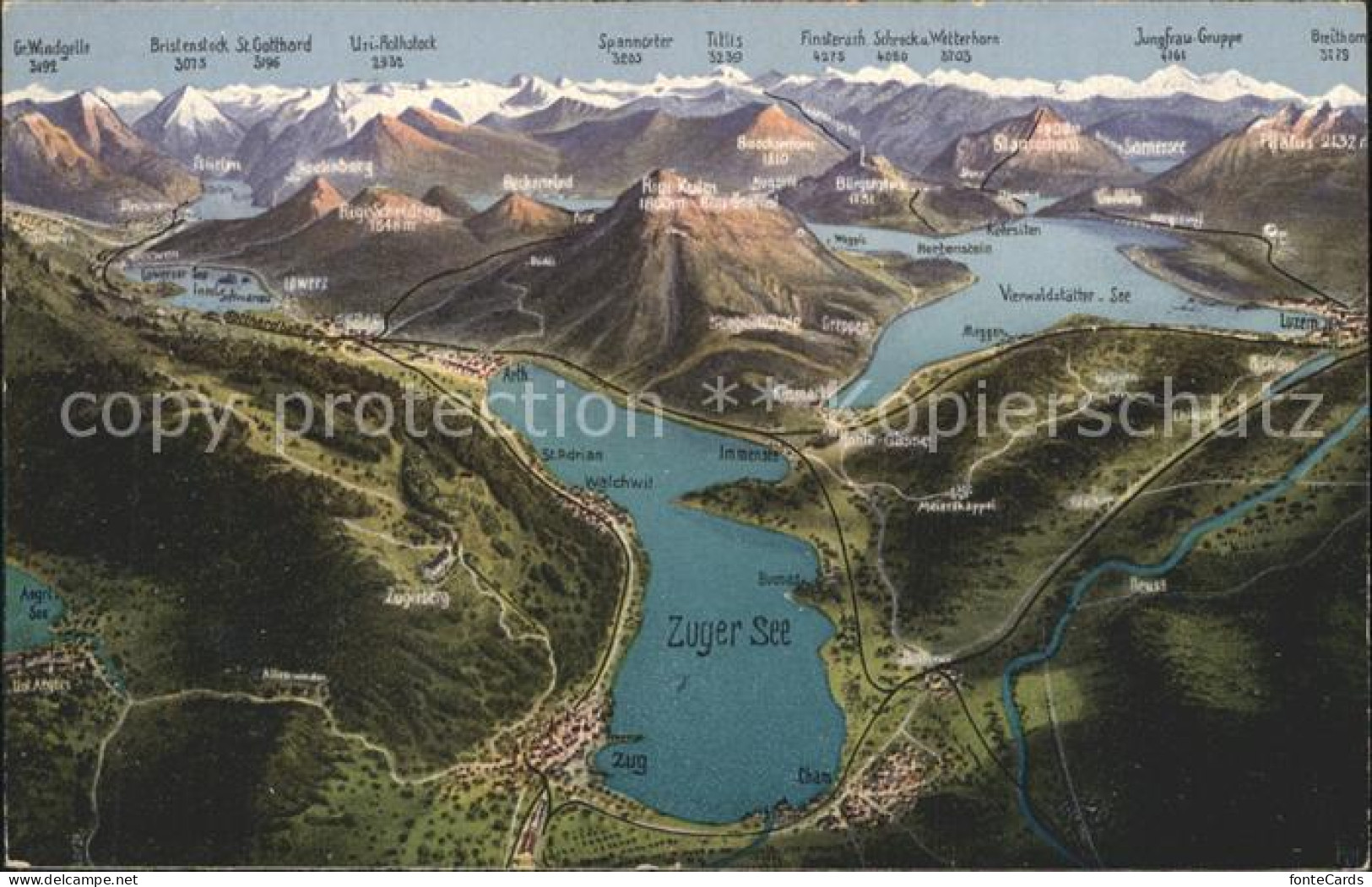 Zugersee Umgebungskarte