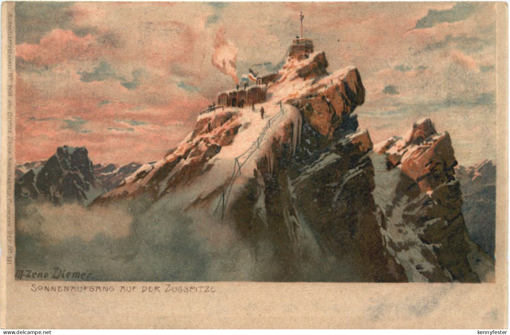 Zugspitze - Künstler Ak Zeno Diemer