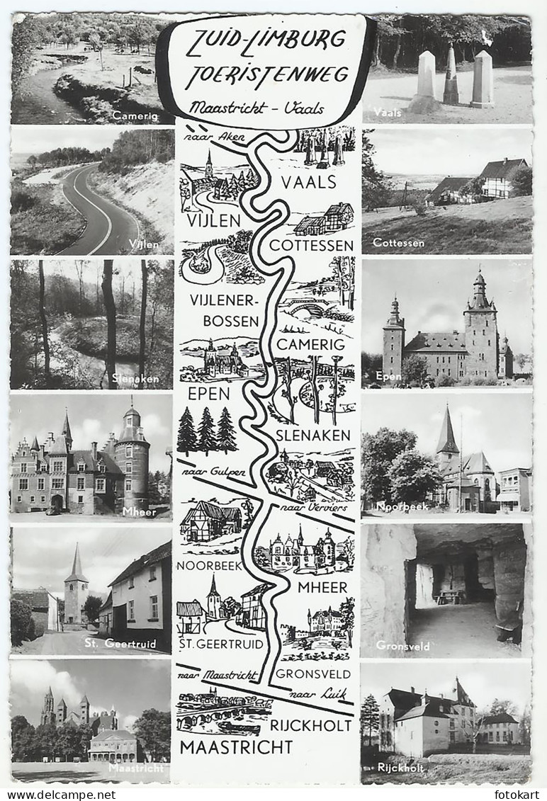 Zuid-Limburg Netherlands, Multi-view Old Postcard, Toeristenweg Maastricht-Vaals, 1967