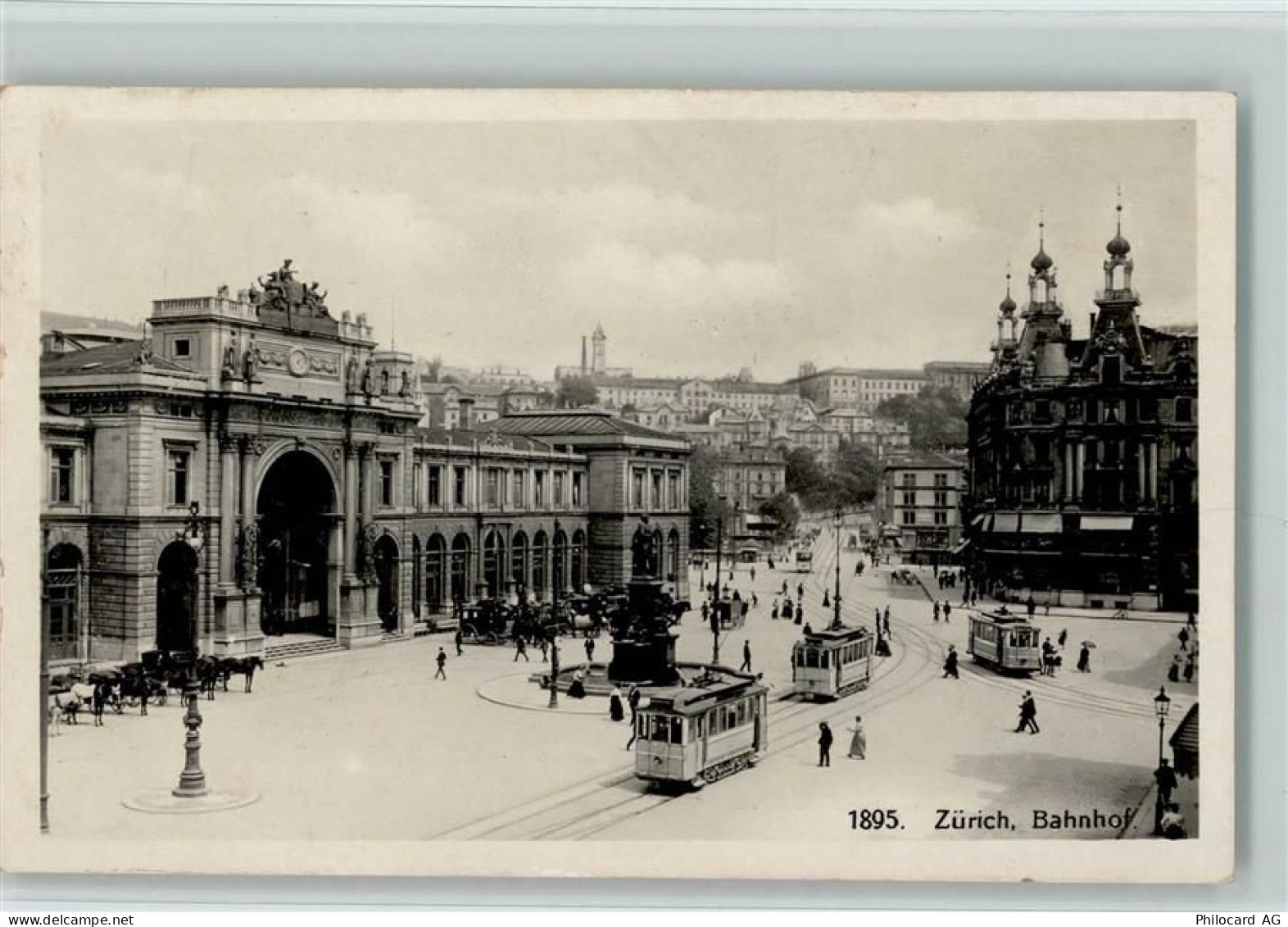 Zürich Bahnhof Trambahnen Pferdewagen Bahnhof Schweiz 1925 - 11059604