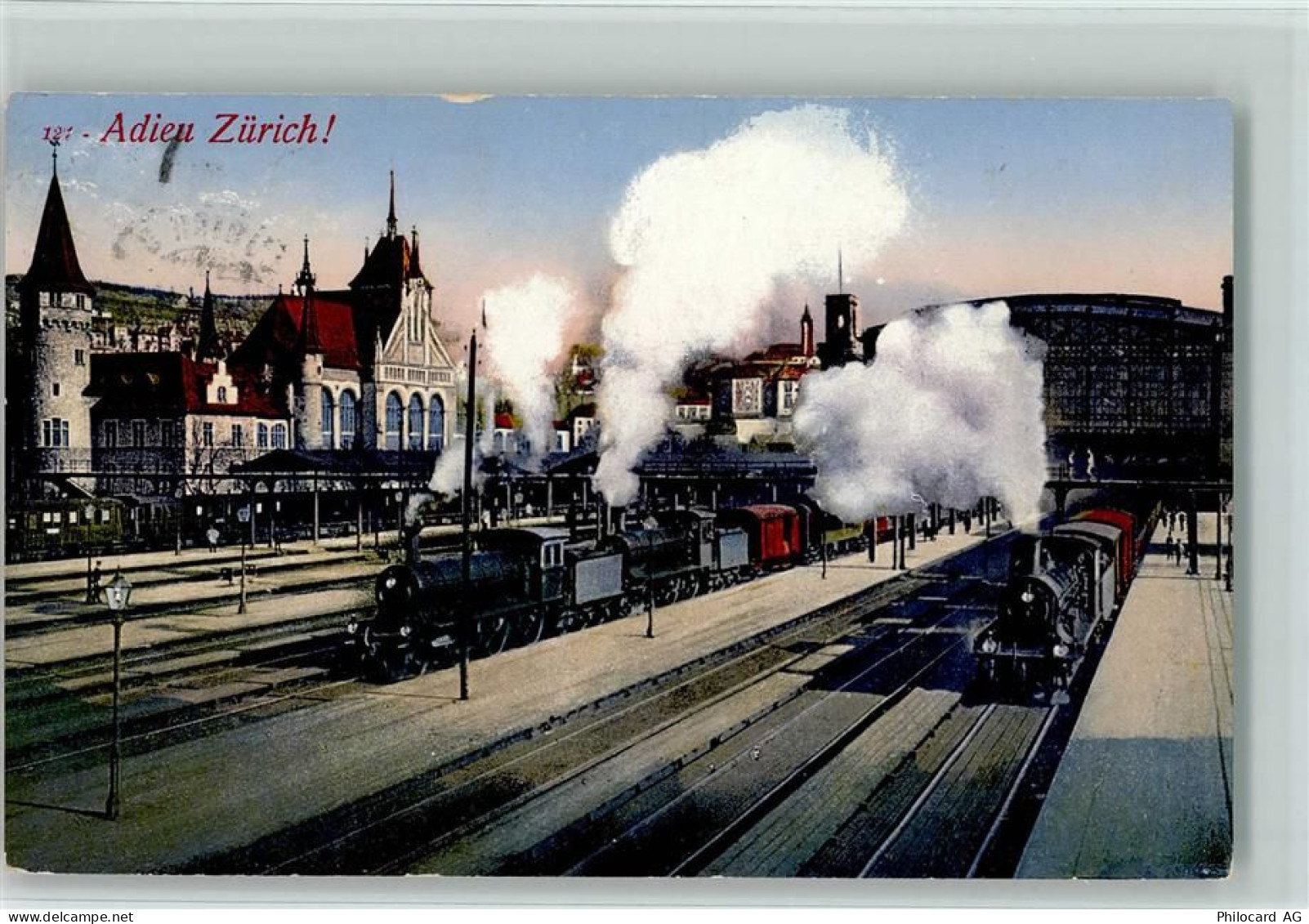 Zürich Eisenbahnen, Bahnhof , Adieu !! Bahnhof Schweiz 1916 - 13105914