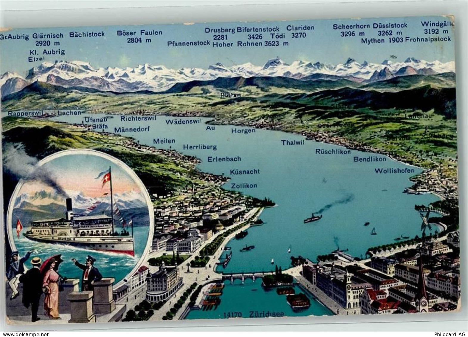 Zürichsee 1914 - Vogelschau DS Helvetia - 39407812