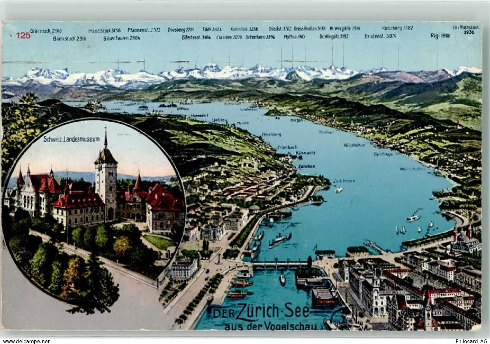 Zürichsee Passepartout Schweizer Landesmuseum Vogelschau - 39497607