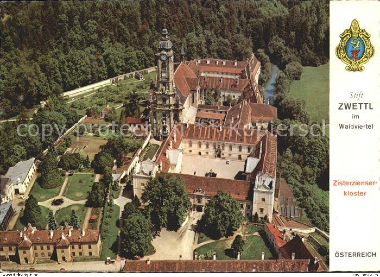 Zwettl-Niederoesterreich Fliegeraufnahme Stift im Waldviertel